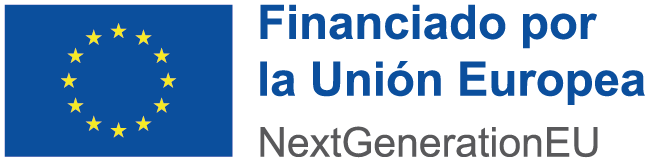 Logotipo de la Unión Europea con la frase "Financiado por la Unión Europea" y "NextGenerationEU", representando el apoyo financiero para proyectos de desarrollo y recuperación en Europa.